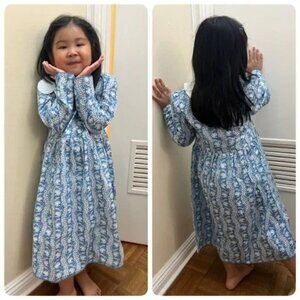 Hill House The Tiny Lottie Dress Blue Linear Floral